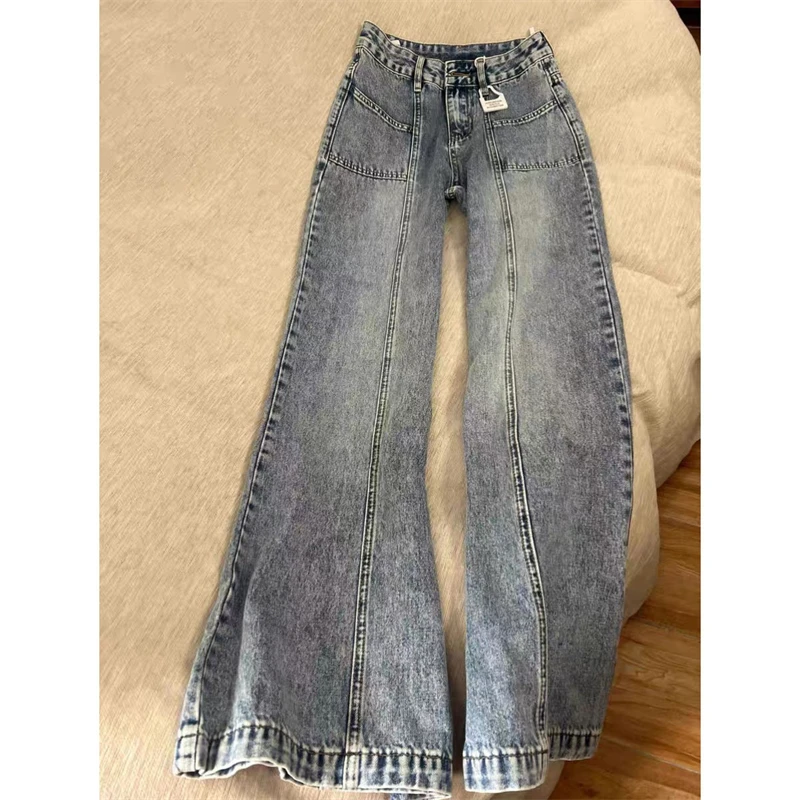 Damskie Retro Luźne Szerokie Jeansy Uliczne Cool Girl Spodnie Personalizowane Cool Girl Casualowe Dół Damskie Kowbojskie Szerokie Spodnie