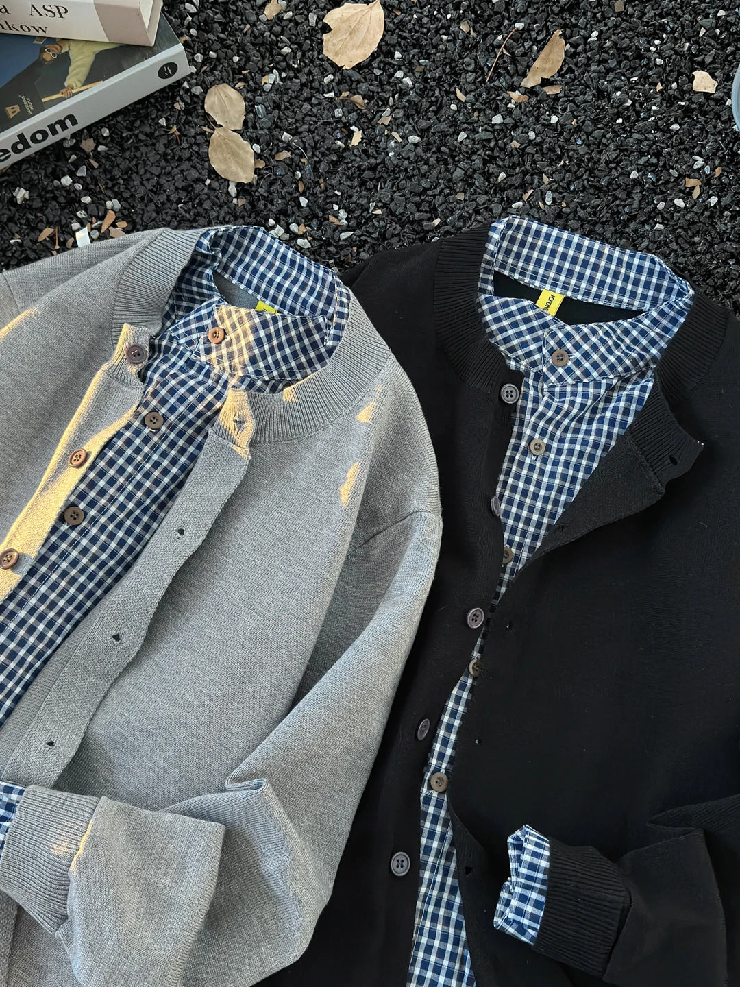 

Мужской винтажный вязаный свитер в стиле пэчворк irt-Design, осень-зима, модный модный искусственный кардиган из двух предметов, верхняя одежда