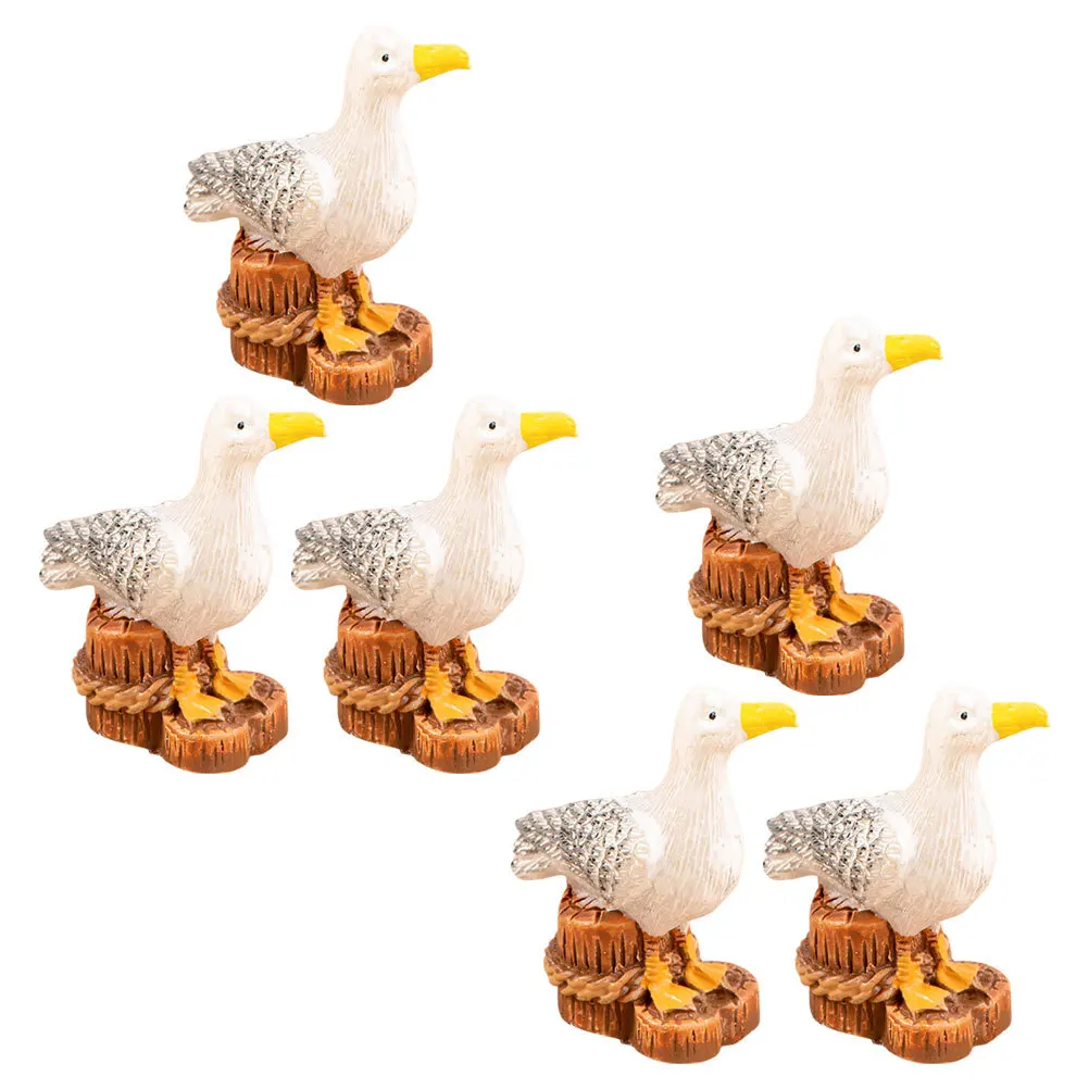 

6pcs Mini Seagull Statue Resin Bird Sculpture For Desktop Garden Decor Micro Landscape Decoration Home Office Outdoor Yard