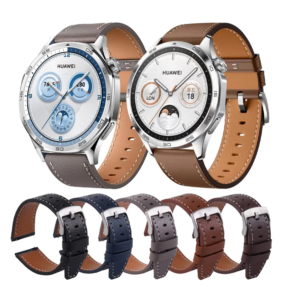 20 22mm Genuine Leather Strap for HUAWEI WATCH GT 5 4 Pro 46mm Band GT 3 2 42mm HONOR Magic Watch 4 GS 3 Pro ES Bracelet Correa