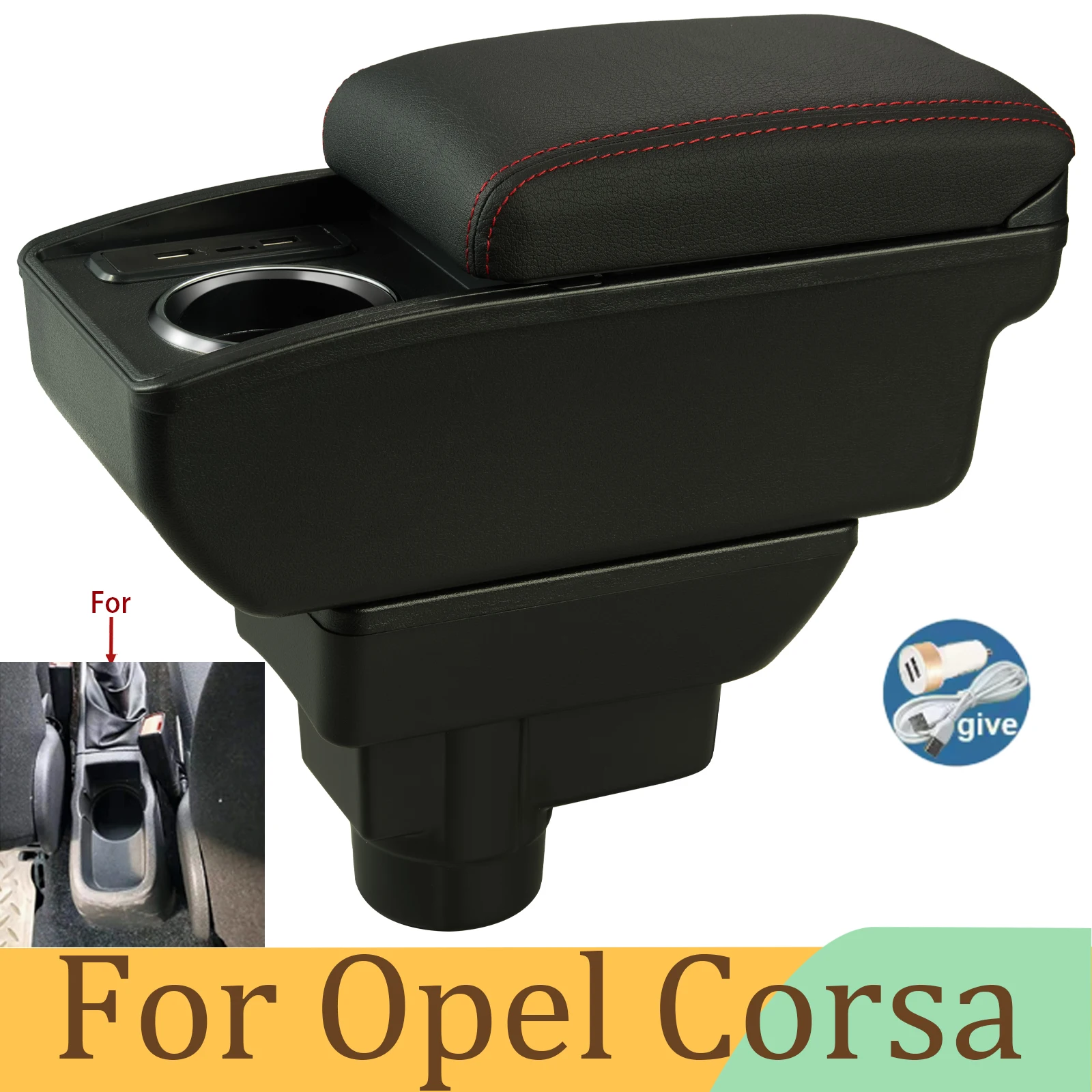 Für Opel Corsa D Armlehnenbox Für Opel Corsa Auto-Armlehne Rückenlehne Innenausstattung Aufbewahrungsbox Nachrüstteile Auto-Zubehör