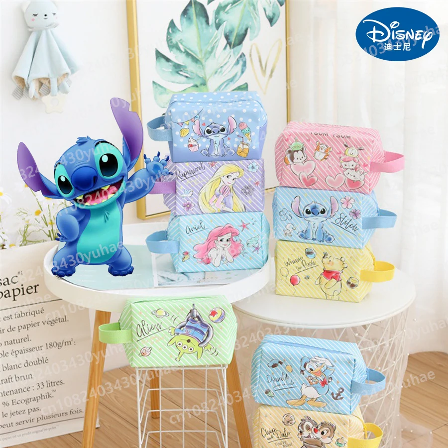 

Disney Stitch Makeup Bag Anime Ariel Rapunzel Pooh Bear Dale Donald Duck Storage Bag Cartoon Large Capacity Cosmetic Bags