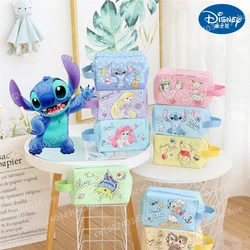 Bolsa de maquillaje Disney Stitch Anime Ariel Rapunzel Pooh Bear Dale Donald Duck, bolsa de almacenamiento de dibujos animados, bolsas de cosméticos de gran capacidad