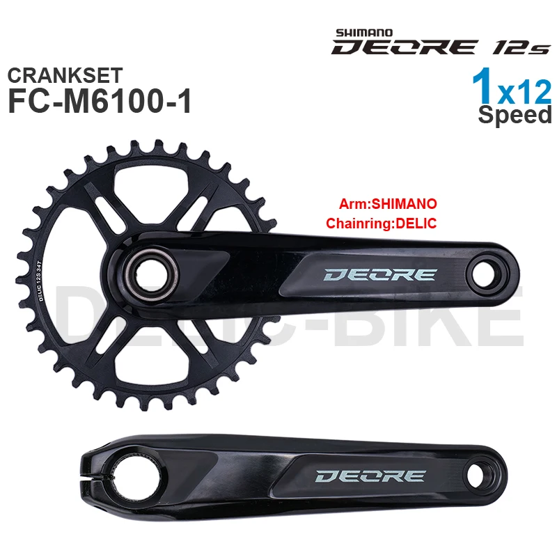 SHIMANO DEORE FC-M6100-1 FC-M6120-1 MTB Crankset with DELIC Chainring 32 34 36T 1x12-speed