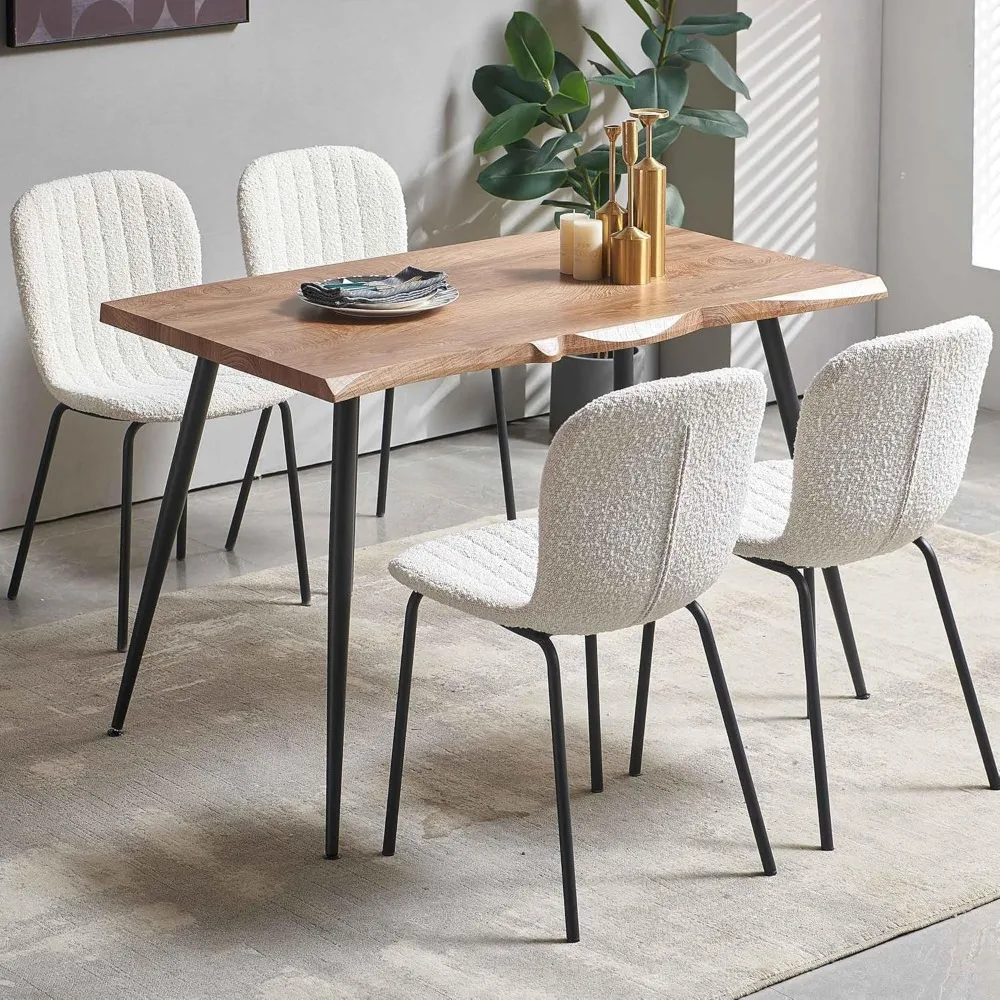 طقم طاولة طعام مستطيلة مع كراسي منجدة - طقم طاولة وكراسي مطبخ حديثة من بوكل مكون من 4 قطع للمساحات الصغيرة