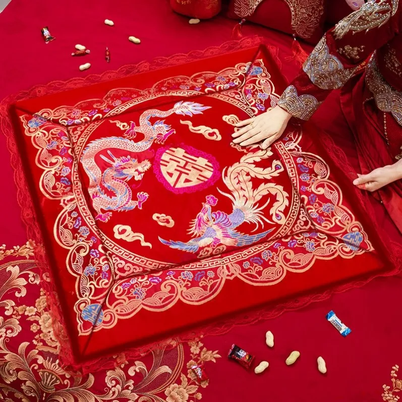 

Wedding Ceremony Happiness Pad Bedding New Bride Pressure Bed Mat Hundred Happiness Cushion Wedding Room Decoration