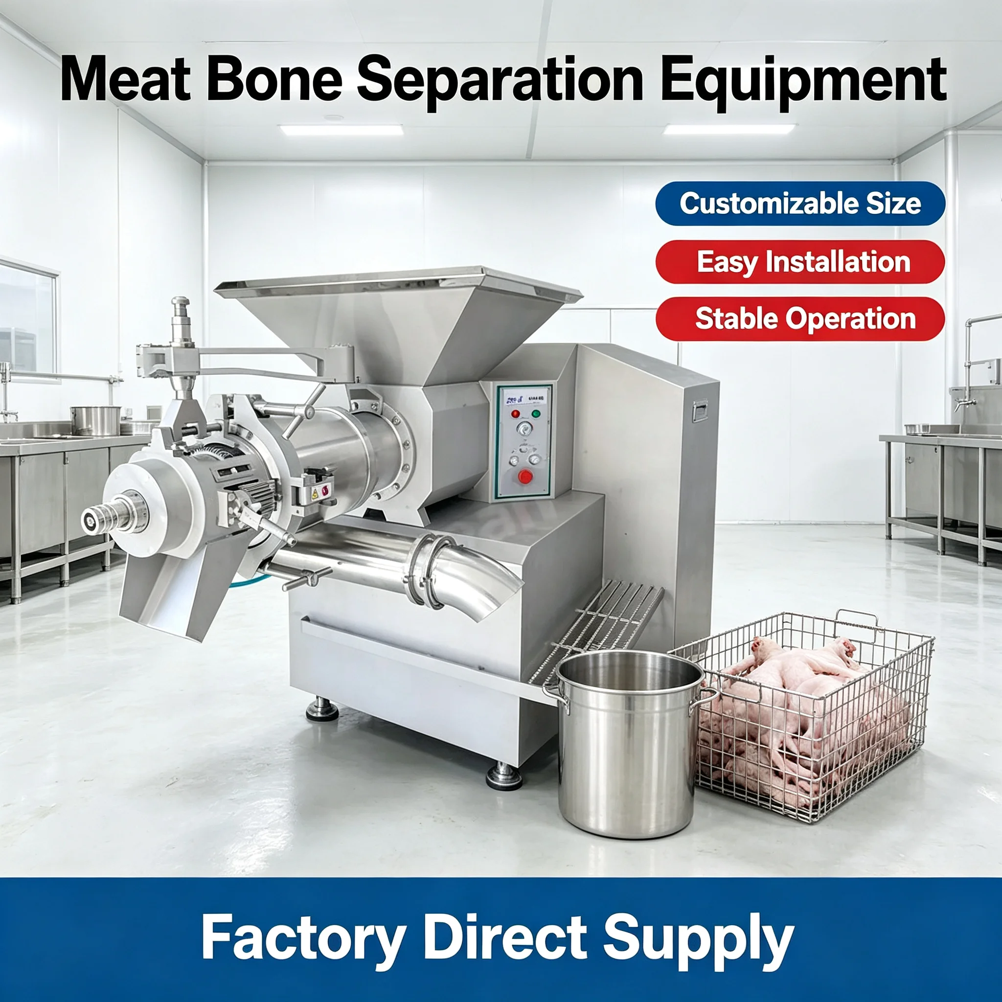 Meat And Bone Separator, Custom‑Built Automatic Bone Remover for Chicken Beef Shrimp Aquatic Workshop Customized