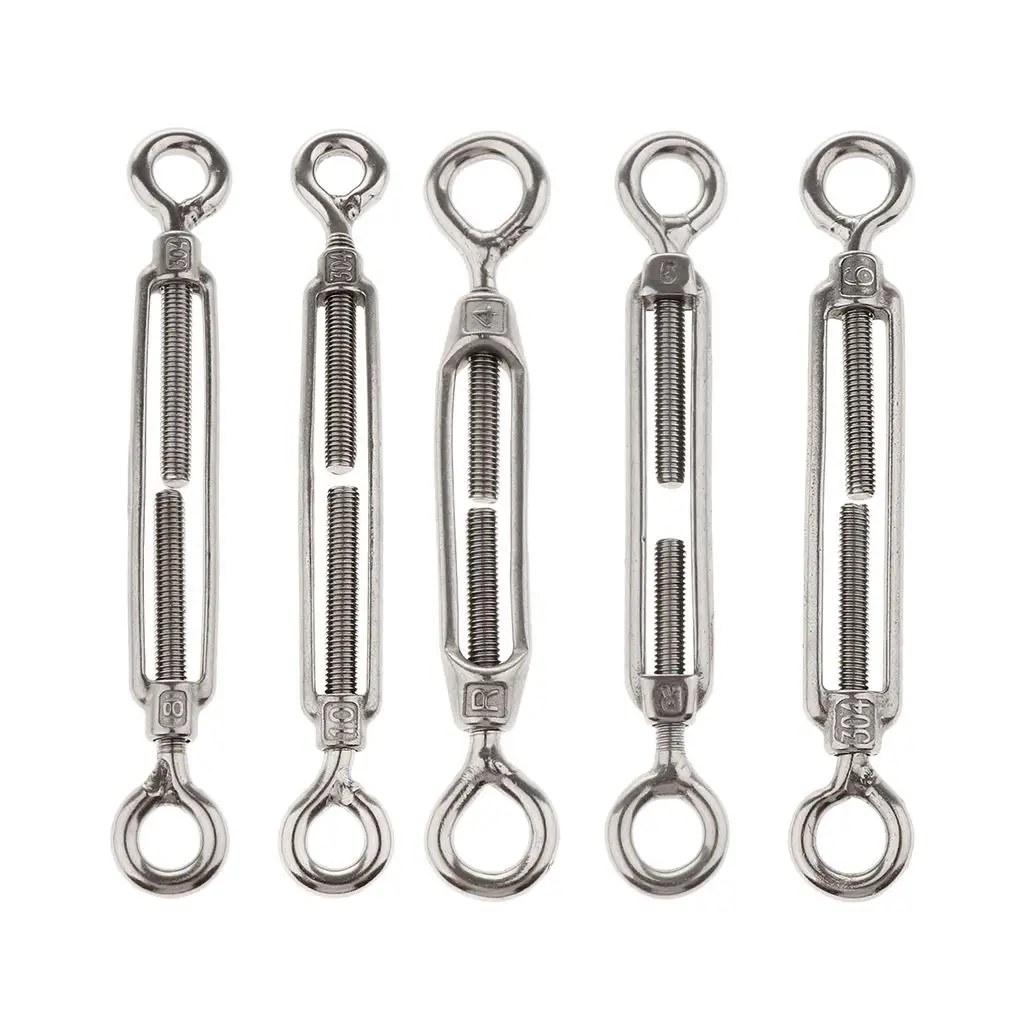 304 Stainless Steel Turnbuckle Screw M4 M5 M6 M8 Suitable for Tightening Rope, Length Adjustable