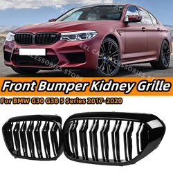 Gloss Black Car Grille Grill Front Kidney Double Slat for BMW G30 G31 G38 5 Series M5 520i 530i 540i 2017-2020 Car Accessories