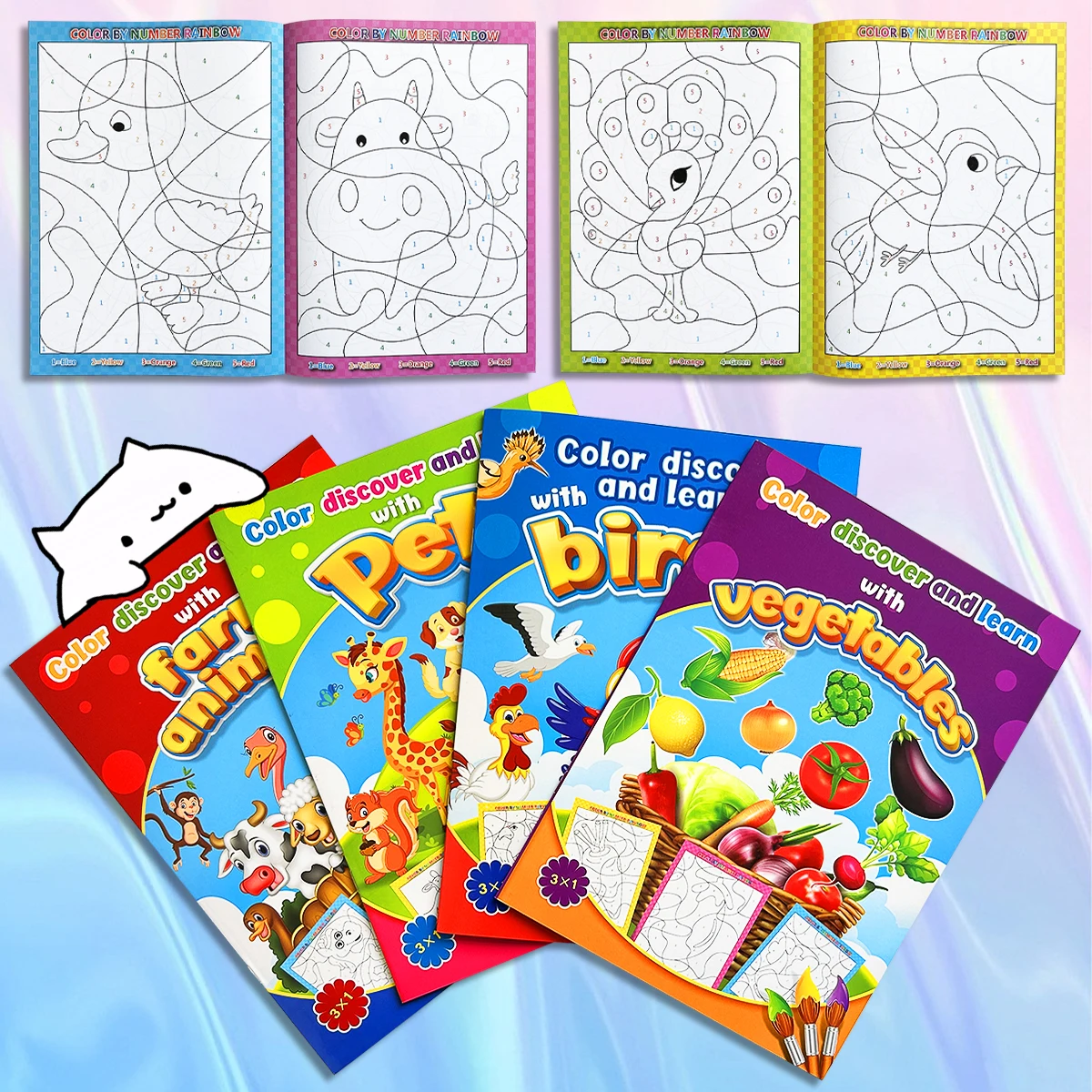 【Color & Discover】Draw Book Mobile - Pets/Birds/Farm Animals/Vegetables Coloring Books for Kids