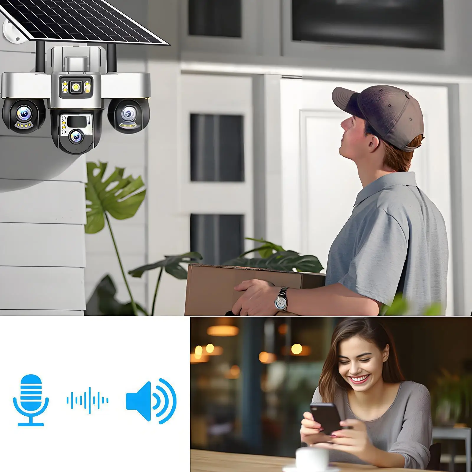 كاميرا CCTV تعمل بالطاقة الشمسية بدقة 6 ميجابكسل مع لوحة طاقة SIM 4G PTZ الضوئية للمنزل والمزرعة #3