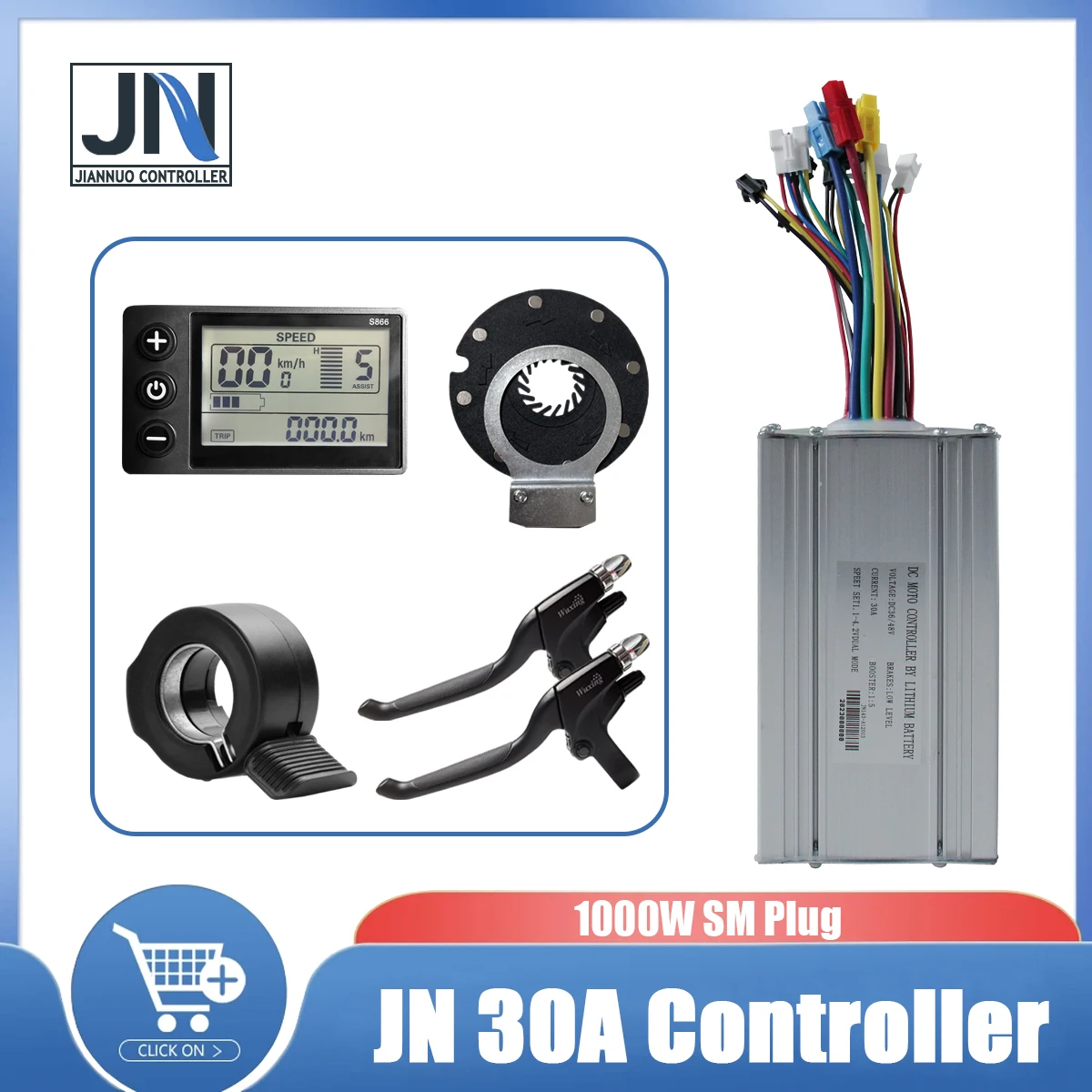 

JN 36V/48V 30A Ebike Controller Kit with 140X Throttle S900 Display Wheel Hub Motor 1000W Electric Bicycle Conversion Kit