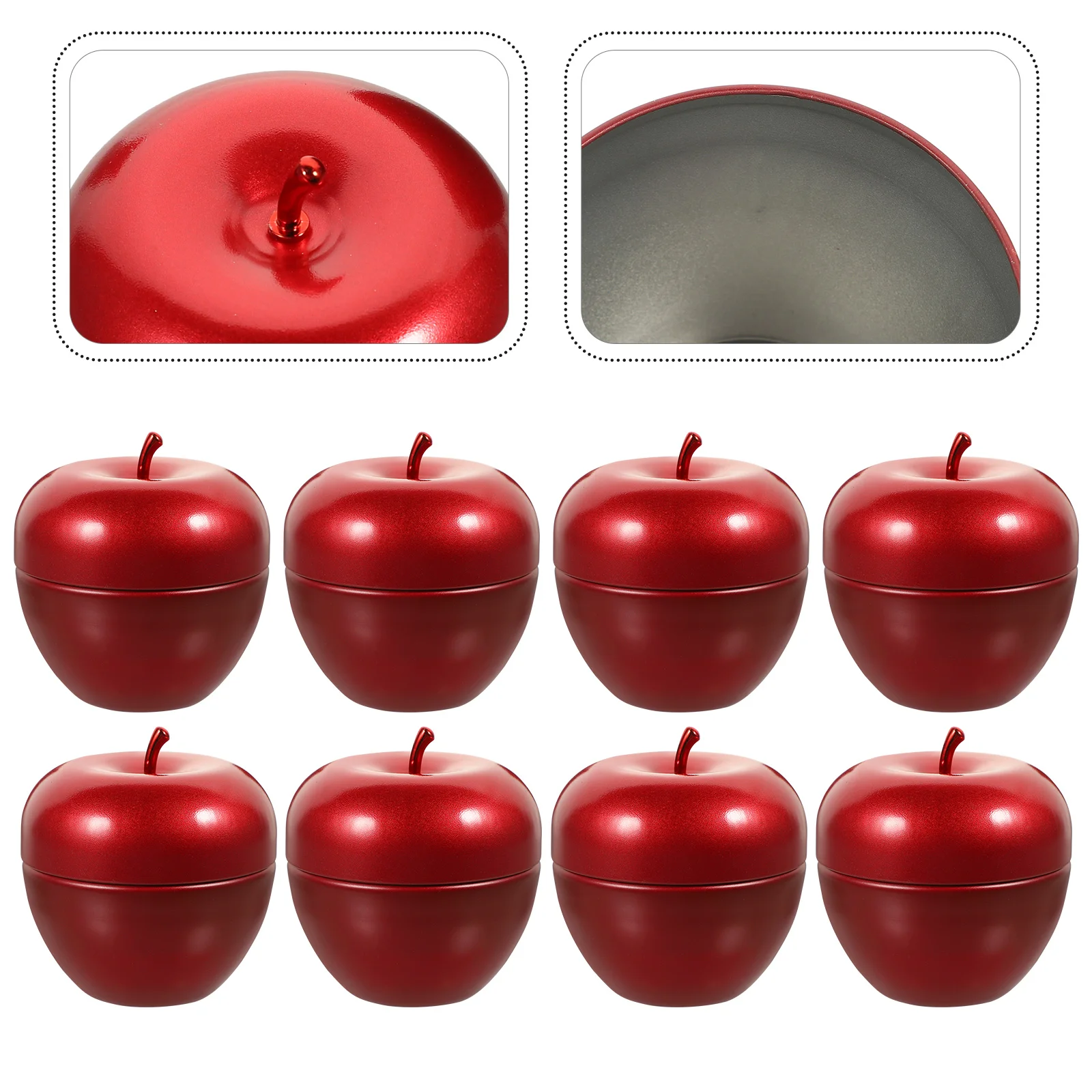 10 Pcs Tinplate Tea Canister Apple Christmas Cookie Jar Multi-function Storage Candy Containers Red Food with Lids