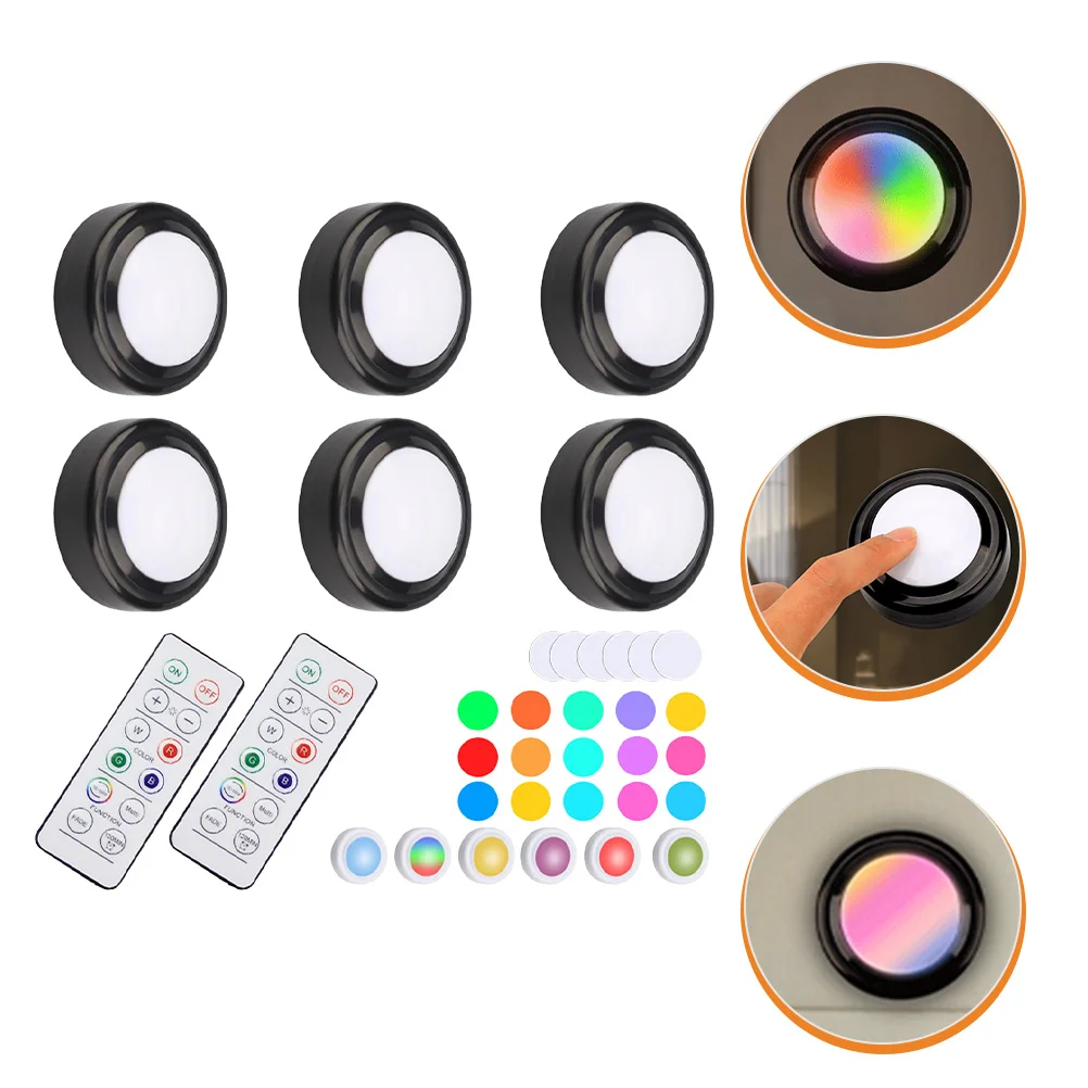 

6pcs Led Puck Lights Operated Under Cabinet Light Dimmable Closet Ceiling Shelf Wireless Stick On Night