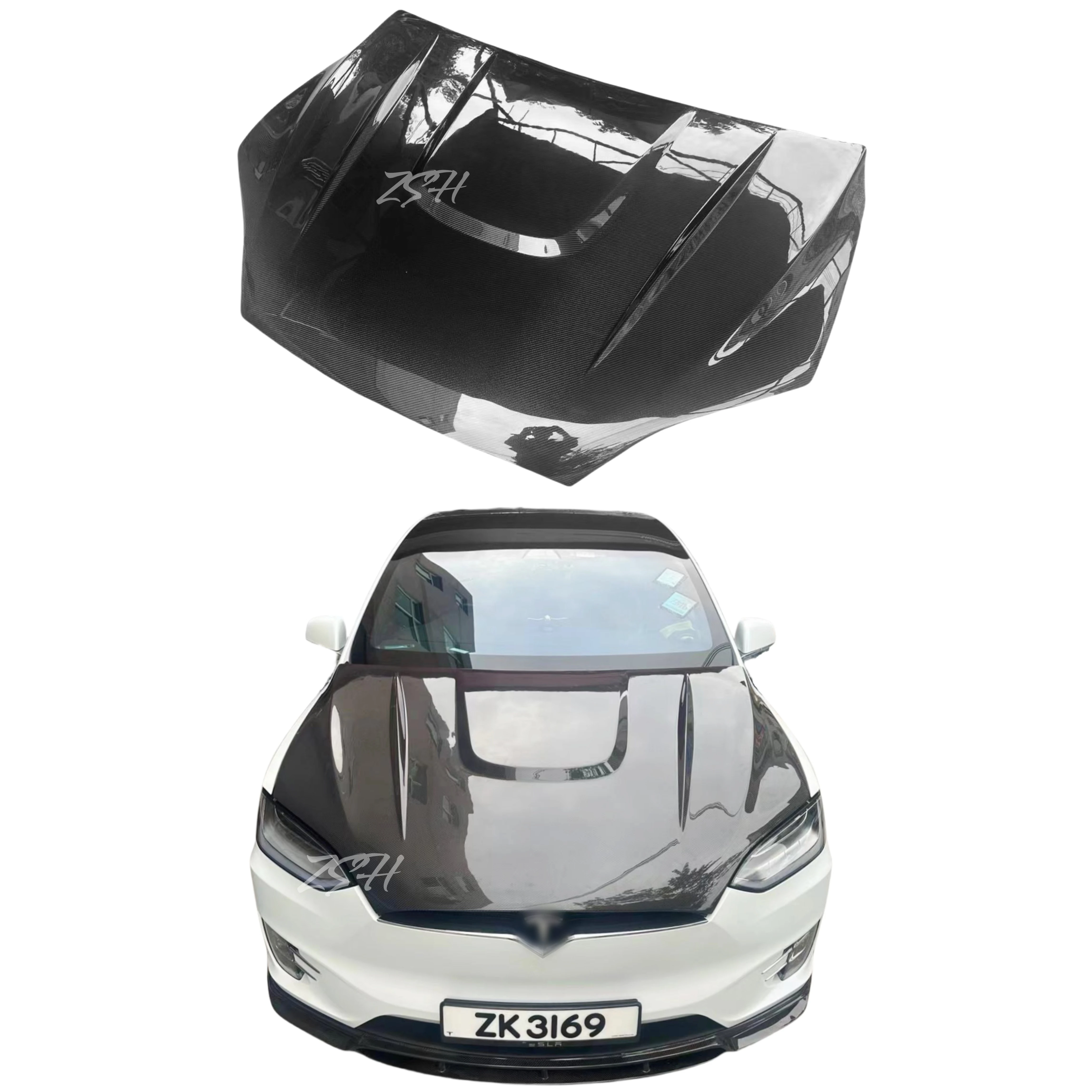 

Tom AutoCarbon Fiber Bonnet Hood for Model X Carbon Fiber Front Engine Cover
