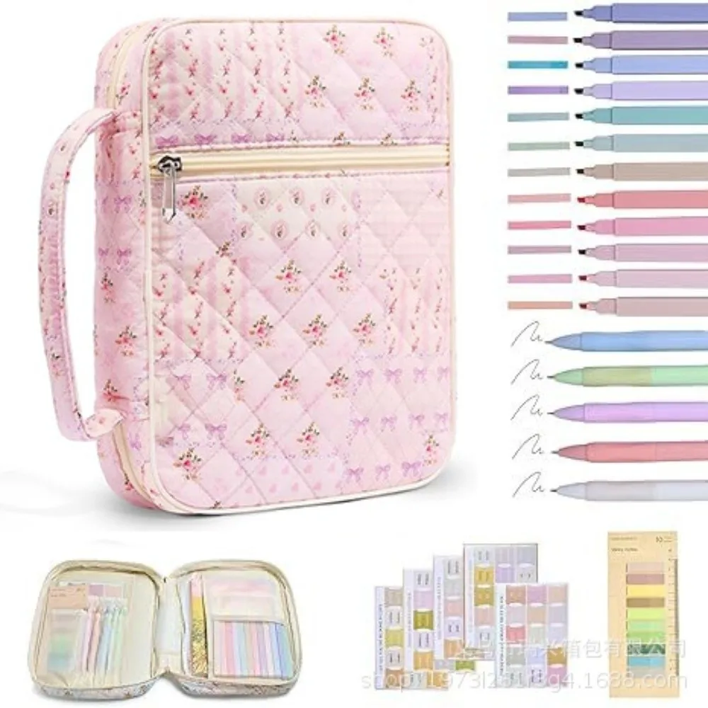 Quilted Bible Cover Case for Women with Pen Stickers Large Bible Case Protective Dust-proof Storage Bags for Church Prayer