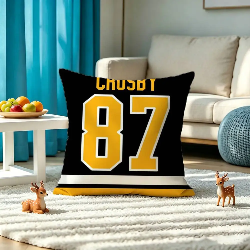 Hockey player S-Sidney Crosby Pillow Case Square Double-Sided Sofa Cushion Cover Bedroom Bedside Pillow