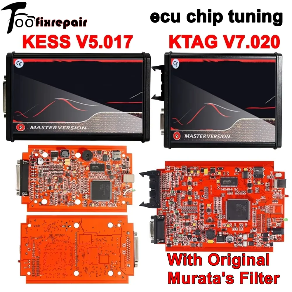 KESS V2.80 V5.107 PCB rosso con filtro originale di Murata KTAG V2.25 V7.020 4LED ECU Chip Tuning Programmatore Strumento Online V2 Master