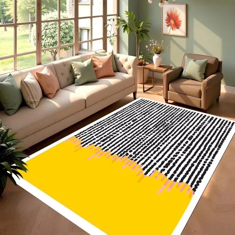 VIKAMA Art Color Contrast Optical Rug, Warm Insulated & Machine Washable, for Living Room Studio B&B, Home Decoration