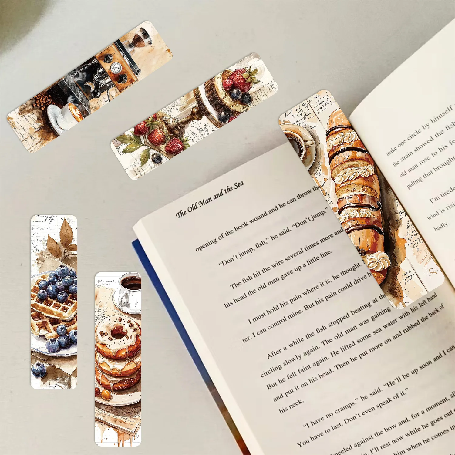 30PCS Retro Afternoon Tea Bookmark Wine Cake Coffee Dessert Bread Creative DIY Reading Paper Book Page Marking Card