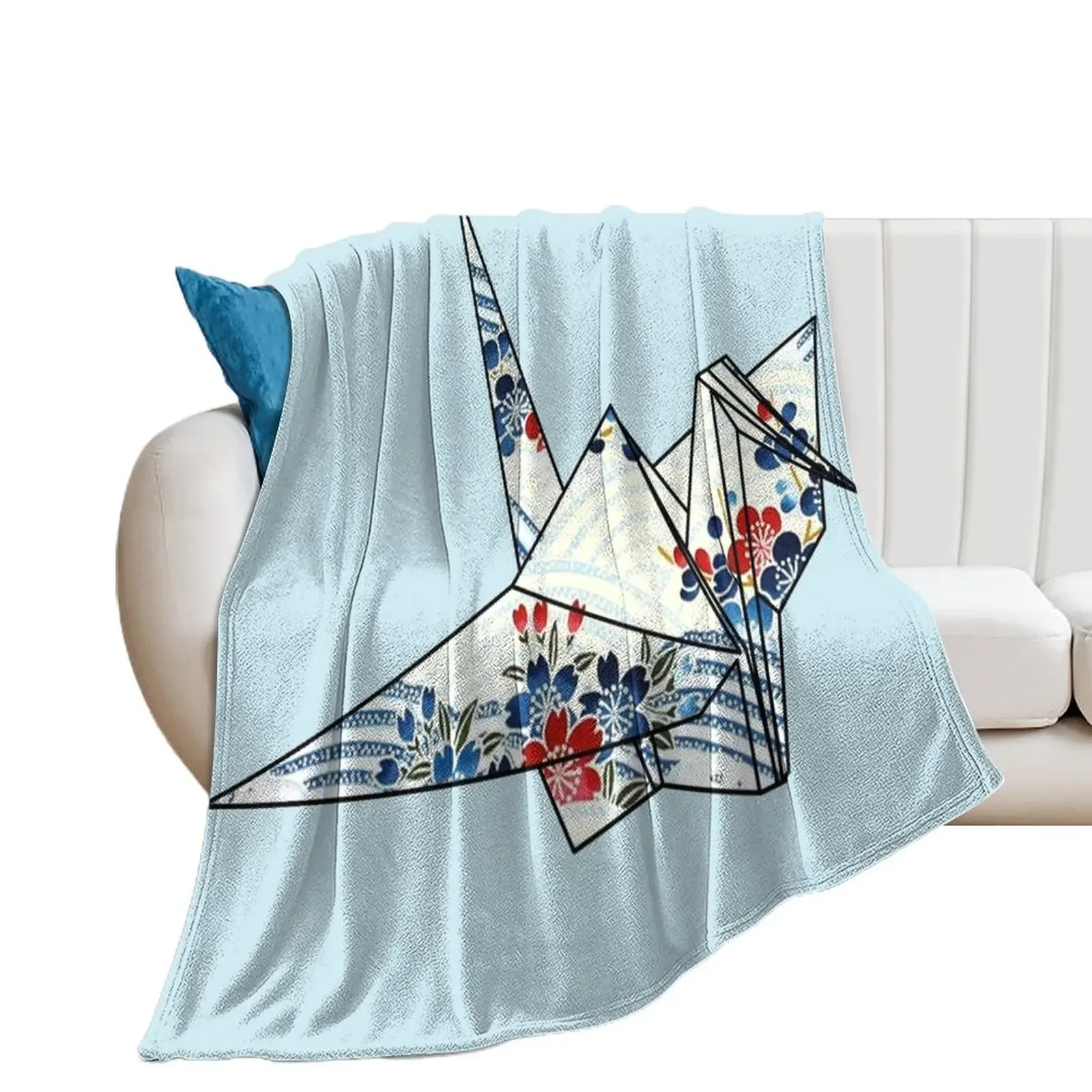 

Blue Origami Crane Throw Blanket Heavy Hairy Blankets