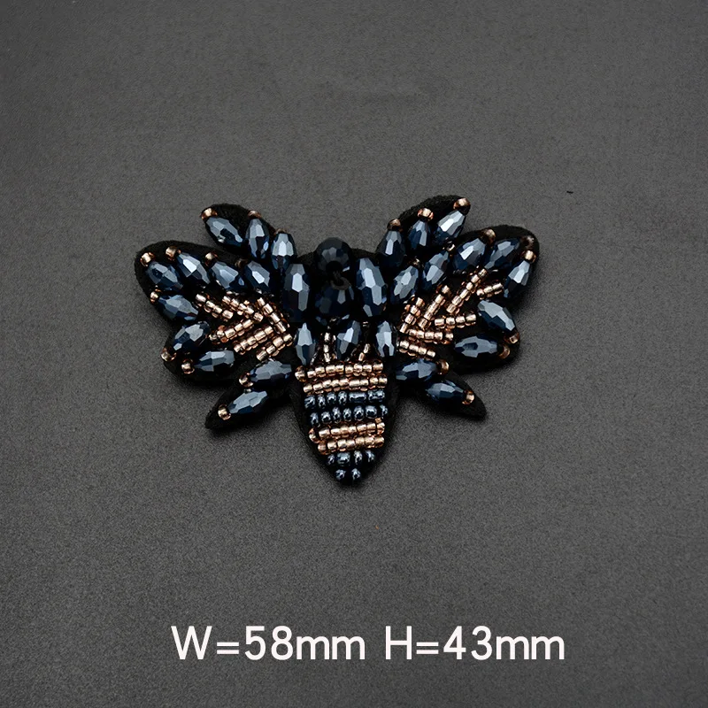 1pc Bees Sequins Rhinestones Bead Brooch Patches Applique Vintage Embroidered Sew On Butterfly Patch Fashion Clothing Decoration