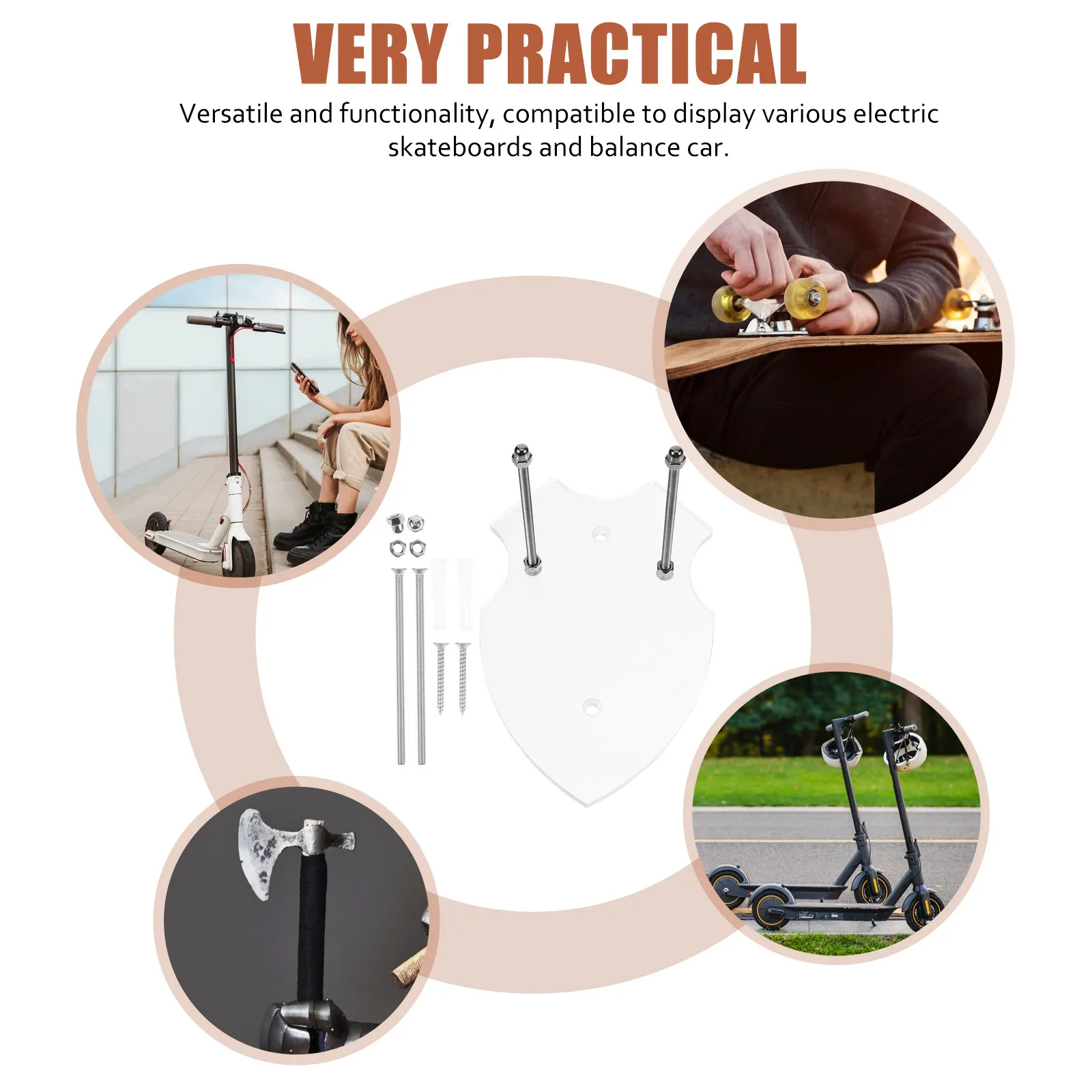Skateboard Hanger Wall Mount Acrylic Multi Functional Display Stand for Skateboards and Balance Cars Stylish Space Efficient