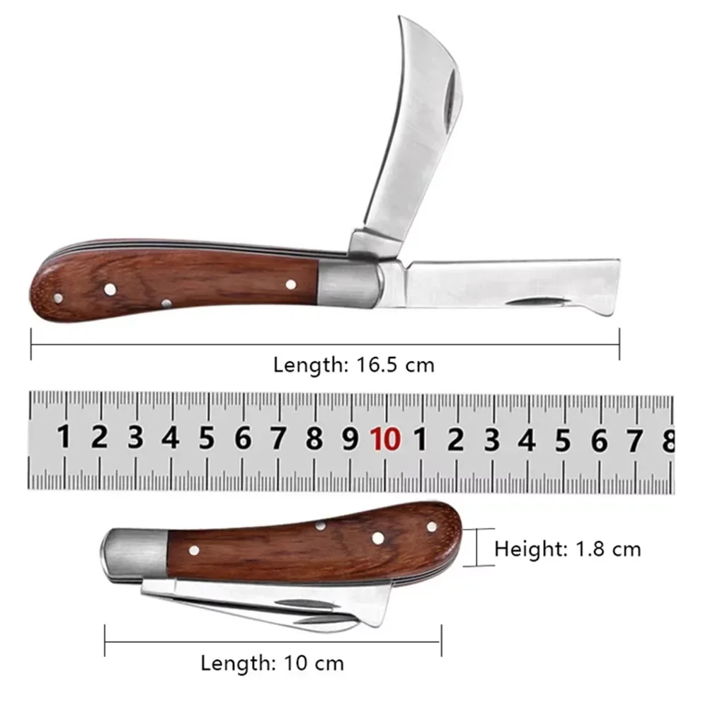 Garden Grafting Knife Stainless Steel Mushroom Electrician Folding Pocket Knife EDC Hand Tools Wooden Handle Camping Gadgets image 6