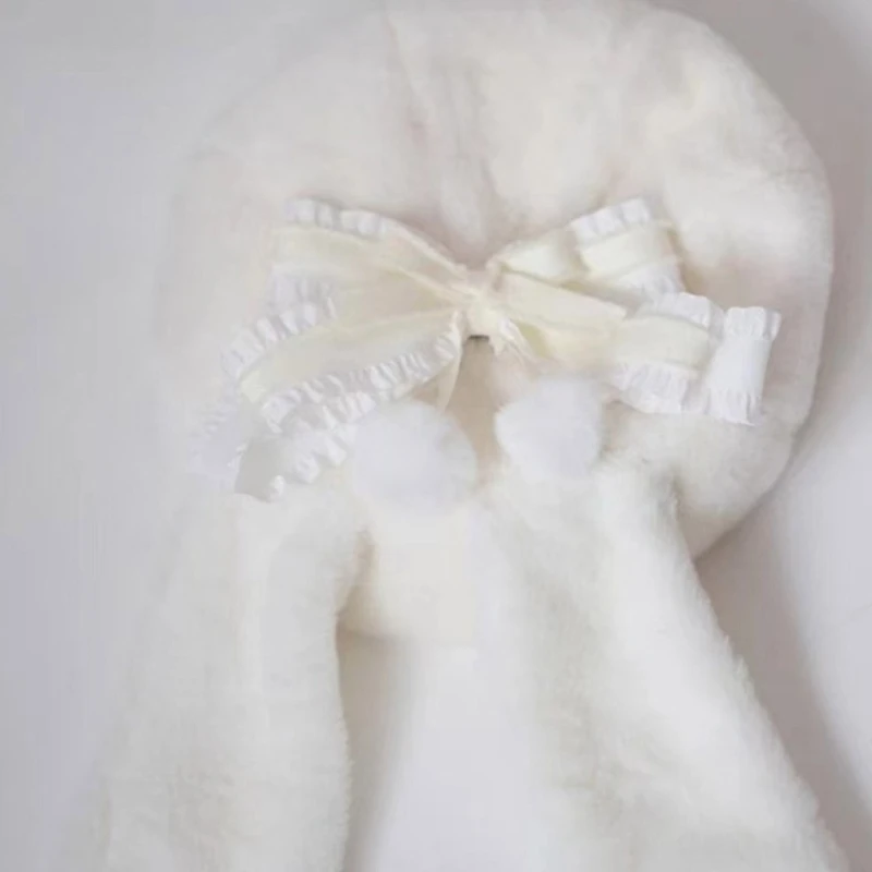 Furry Lop Rabbits Ear Caps for Teens And Women Windproof Plush Ushanka Hat Warm Trapper Hat for Winter Everyday Wear D5QB image 3