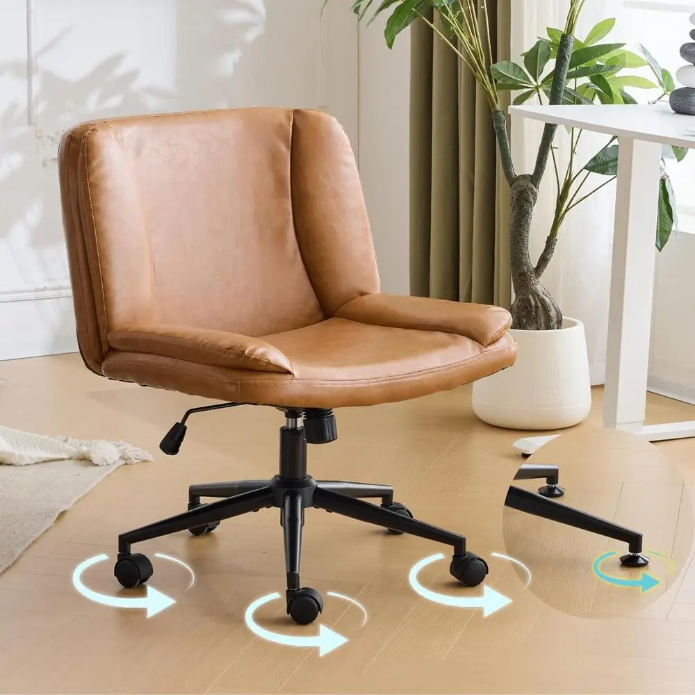 

Criss Thick Padded ArmlComy Desk Chair with Dual-pose Base,Adjustable Swivel ern Vanity Chair,Rolling or Home Oice