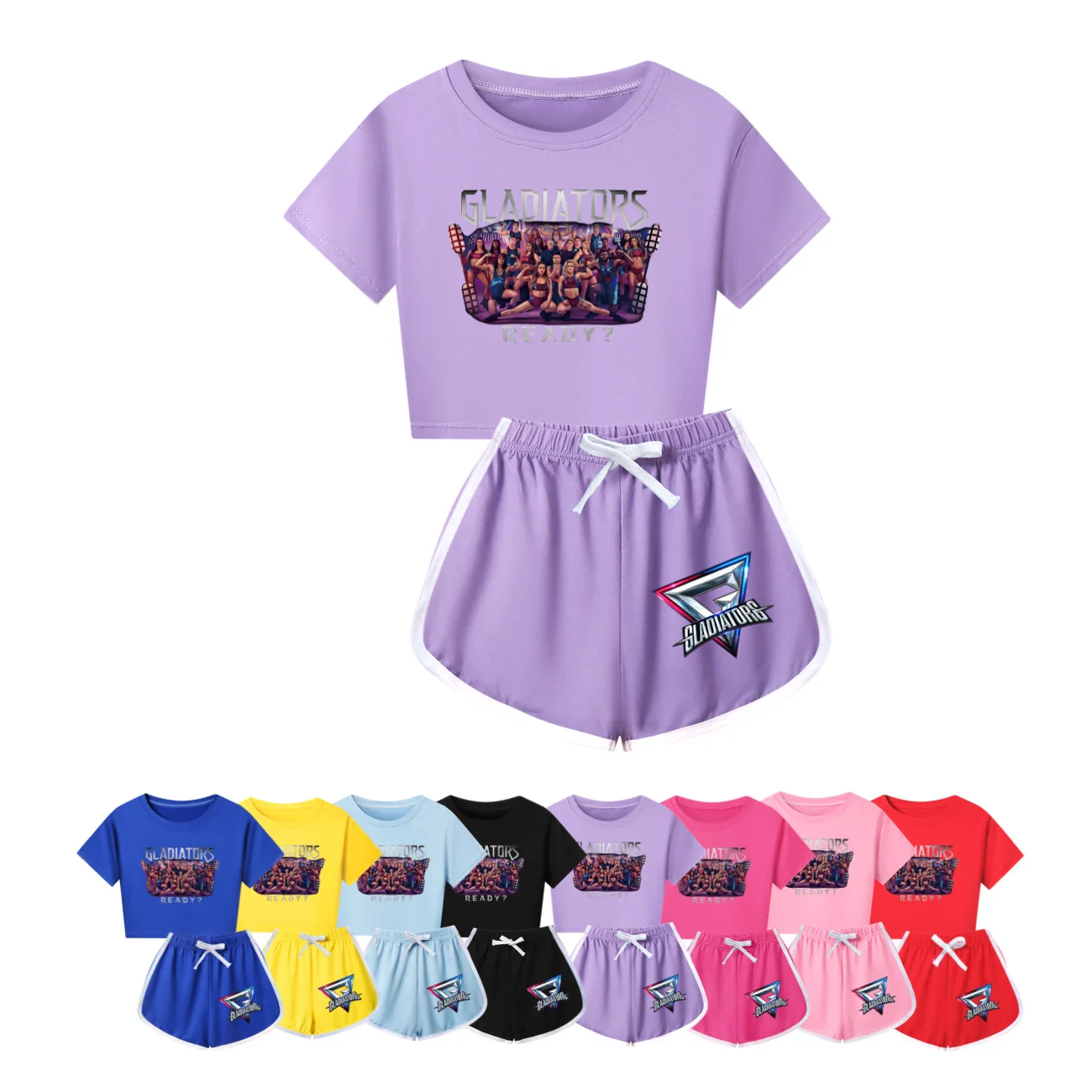 Gladiator Are You Ready Kids Summer Set 2pcs Short T-shirt And Shorts Outfit for Girls Baby Girls Clothing Children's Summer