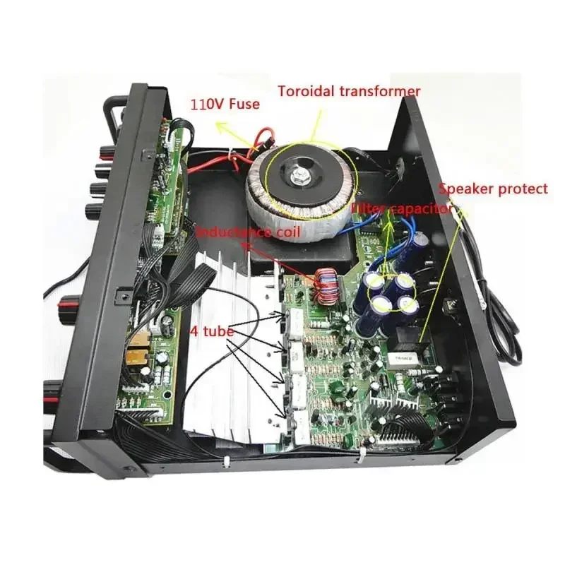 2000W Audio Power HiFi Versterker 326BT 12V/220V AV Amp Luidspreker Met Afstandsbediening voor auto Thuis Ondersteuning Bluetooth 2.0 Kanaals