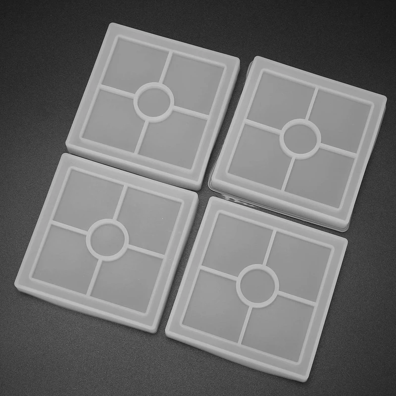 Silicone Coaster Molds Silicone Resin Mold, Clear Epoxy Molds For Casting With Resin, Concrete, (12 Pack Square Molds)