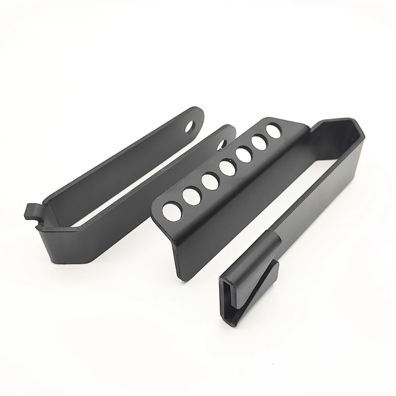 Custom Black Powder Coated Sheet Metal Fabrication Bending Parts Multi Hole Alignment Bracket L Shaped Angle Cover Plate