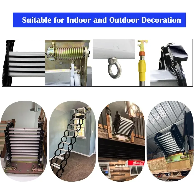 سلم عطري تلسكوبي 12 خطوة، ارتفاع عمودي 8.2-9.8 قدم قابل للطي