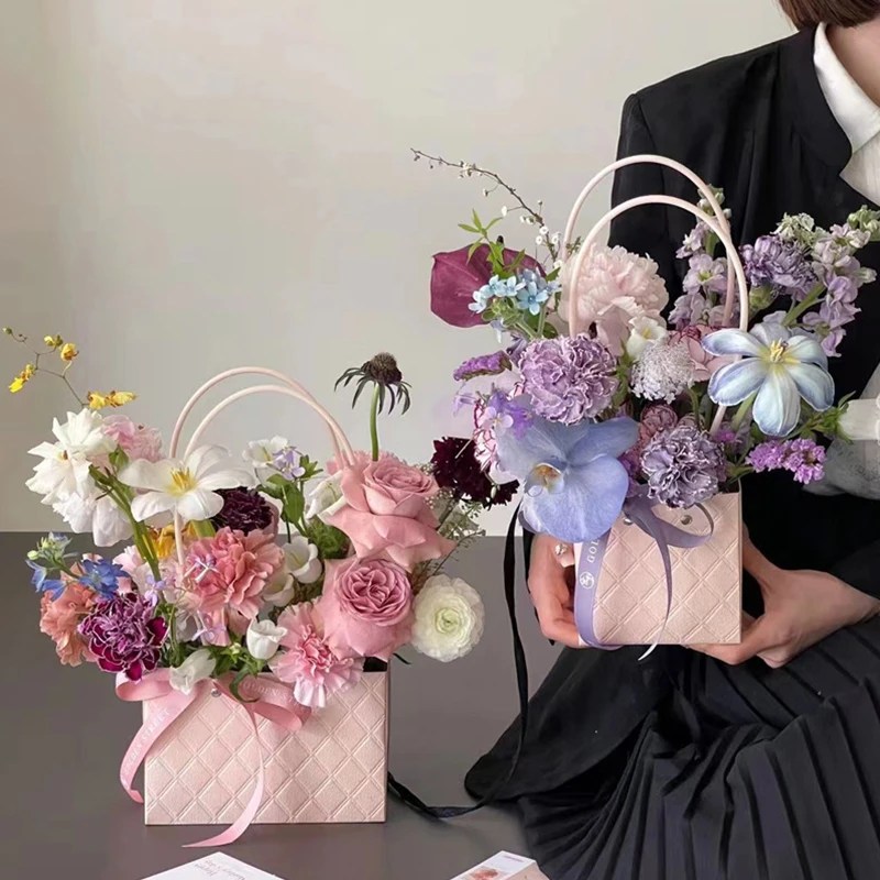 1pcs Portable Flower Packaging Box Wedding Decoration Gift Bag Tote Bag Valentine\'s Day Birthday Party DIY Bouquet Decoration