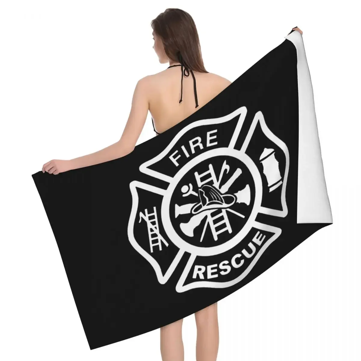 Custom Fire Rescue Firefighter Absorbent Microfiber Beach Bath Towel Quick Dry Bathroom Sports Towels