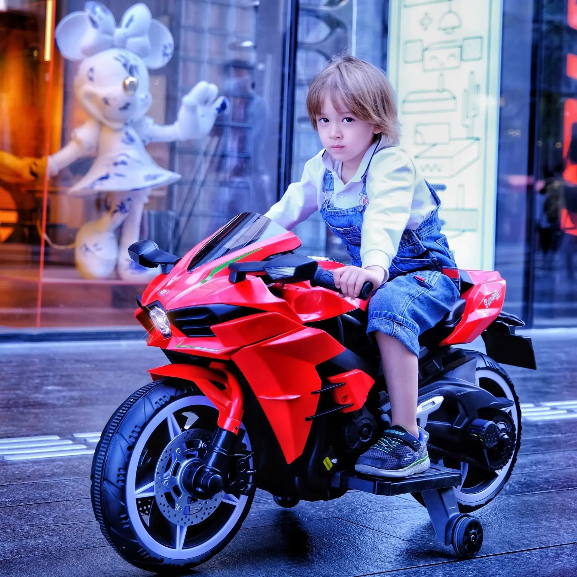 Moto électrique à double entraînement 12V pour enfants de 3 à 8 ans