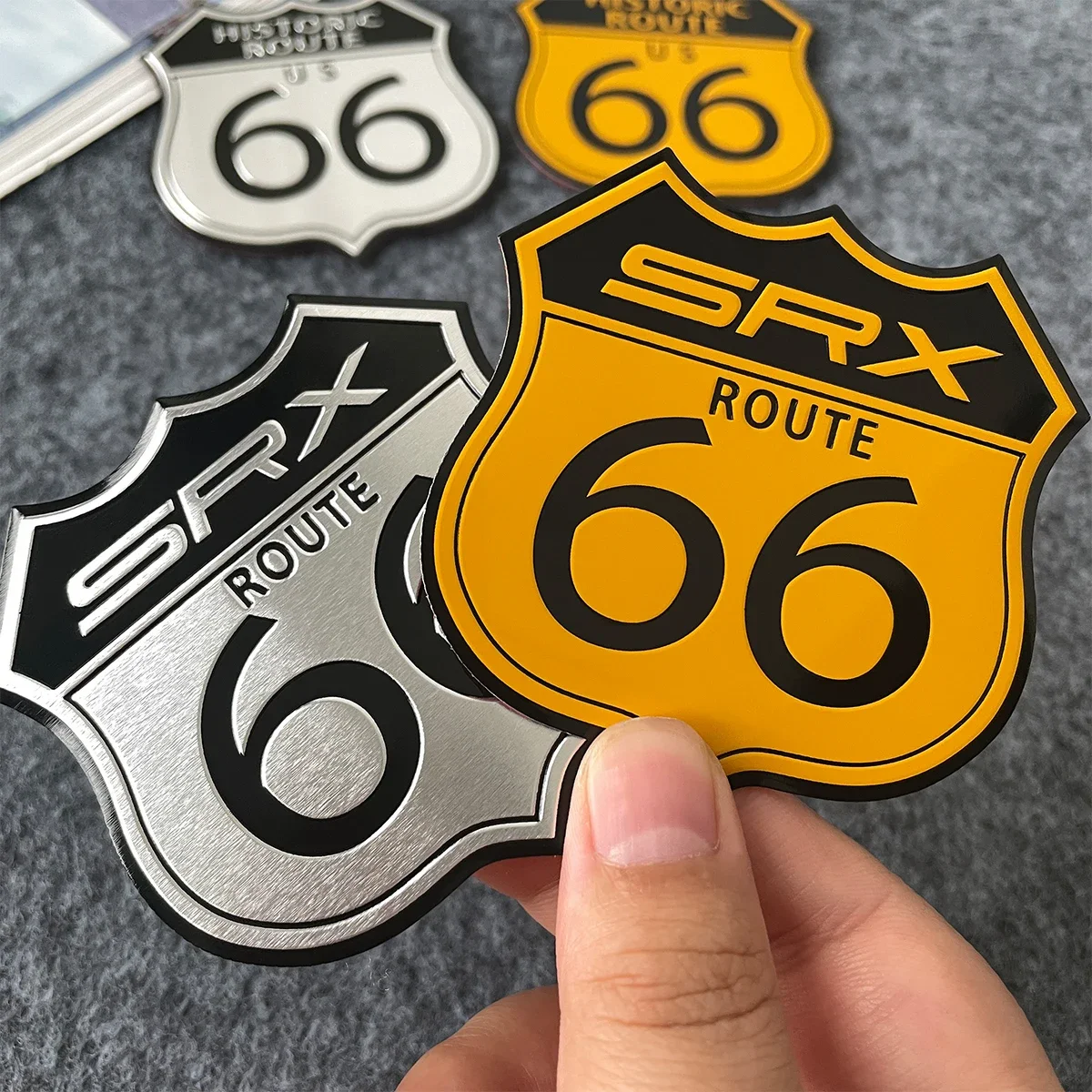 الرجعية الطريق 66 ثلاثية الأبعاد الألومنيوم شعار السيارة ملصقات دراجة نارية موتو سكوتر الجسم ديكور الشارات اكسسوارات ل هارلي رويال انفيلد