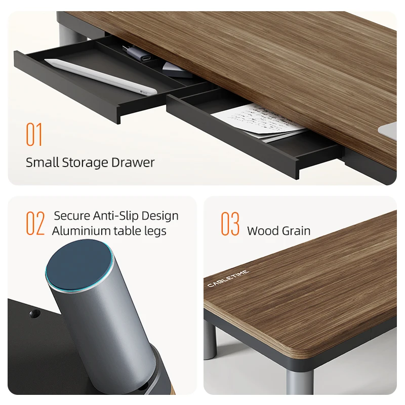 Подставка для монитора CABLETIME с USB-C-концентратором, док-станция 9 в 1, HDMI, 4K60 Гц, PD100W, RJ45, беспроводная зарядка для Macbook, ПК, ноутбука, настольный держатель