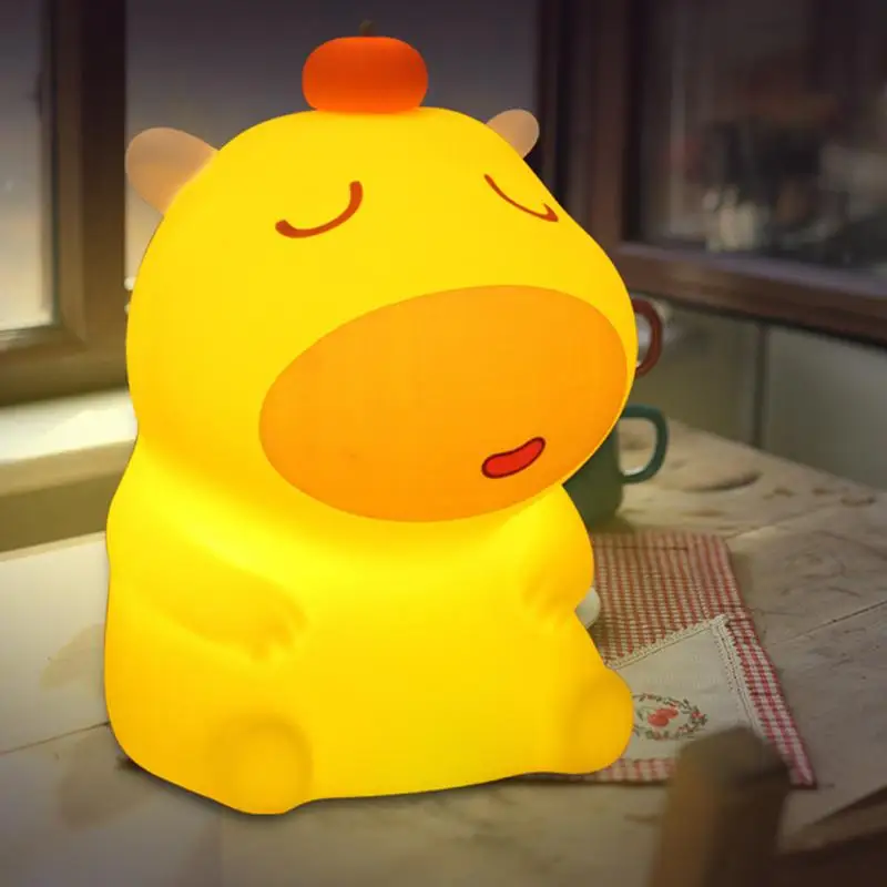 Luz noturna infantil de silicone usb capivara, luz noturna fofa, eletrodomésticos e acessórios para aniversário, meninas, crianças, escritórios escolares