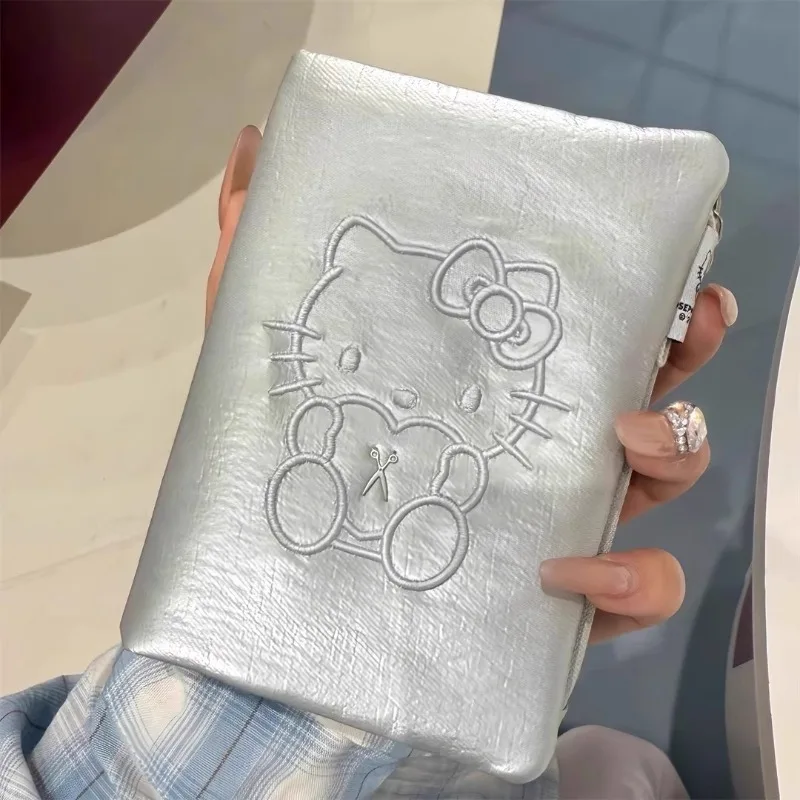 

Cute Hello Kitty Silver Passport Clip Multi Functional Card Bag International Travel Ticket Kawaii Anime ID Document Storage Bag