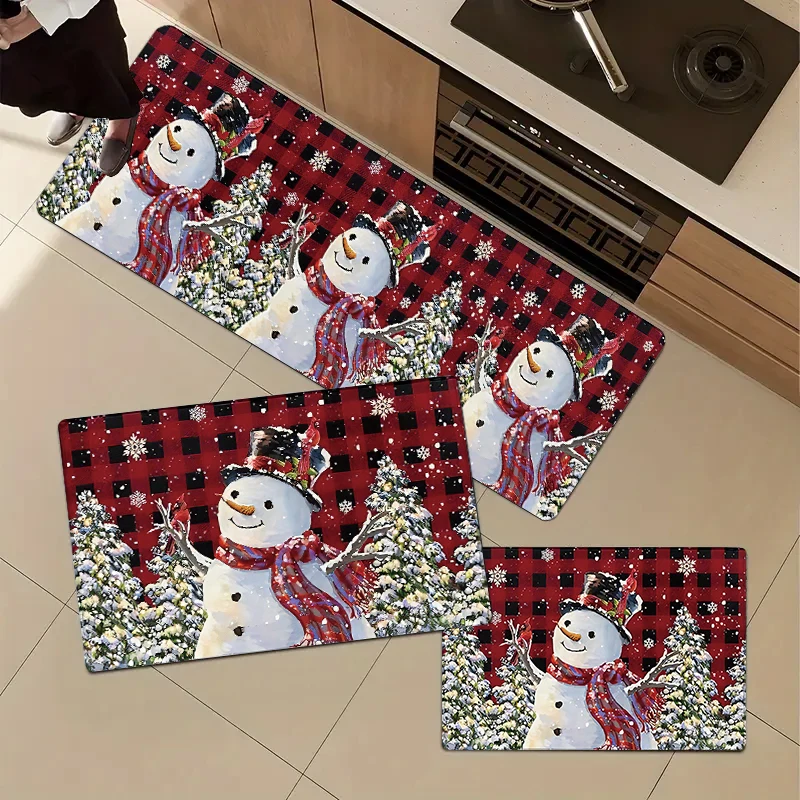 

Christmas kitchen rug, made of flannel, soft and comfortable, washable, suitable for bedroom and dining room