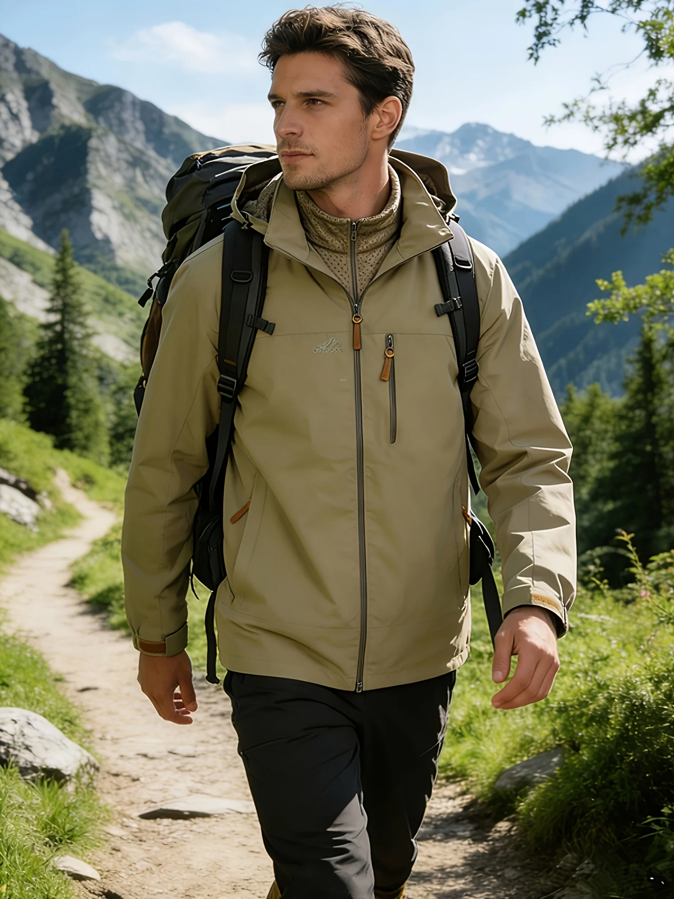 

Men's Oversize Waterproof Raincoat Lightweight Hooded Windproof Climbing Jacket Outdoor Sports Hiking Jacket for Men
