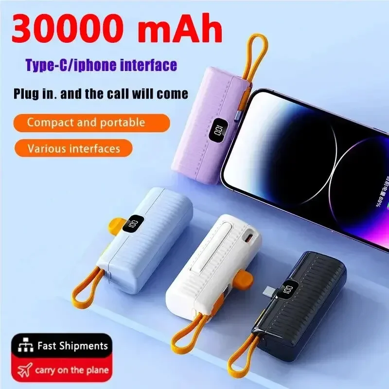 30000mAh Mini Wireless Power Bank Fast Charging High Capacity Mobile Power Supply Emergency External Battery For iPhone Type-c