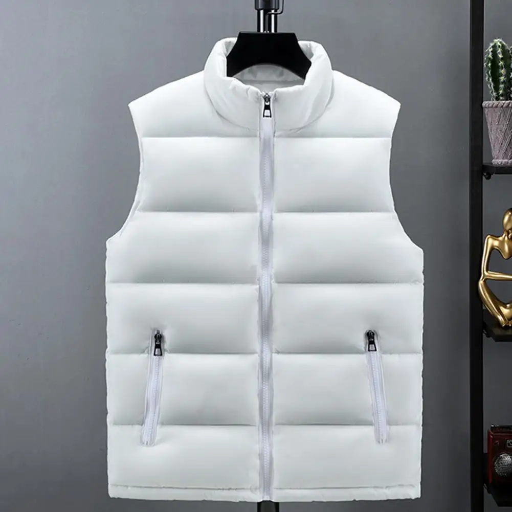 Stylish Vest Coat Male Sleeveless Jacket Solid  Color Washable Slim Fit Vest  Zipper