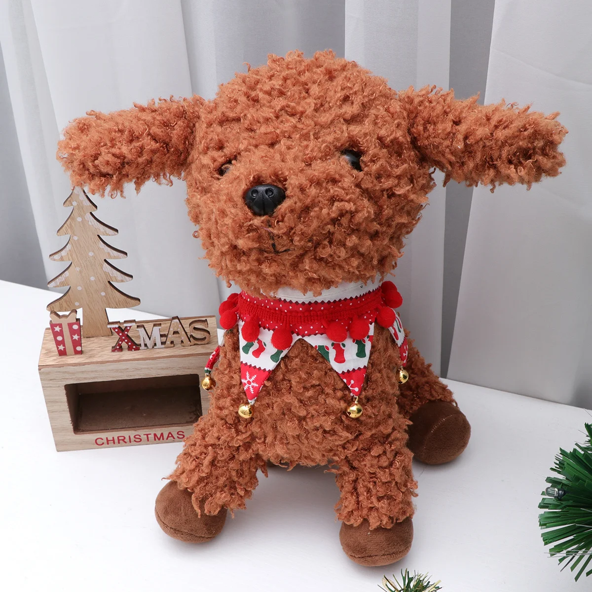 

Christmas Pet Scarf with Jingle Bell 1 Piece Triangle Neck Wear for Cats Dogs Festive Costume Photo Prop Easy to Clean