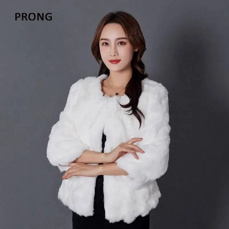 Женское зимнее пальто из натурального меха кролика Рекс, Женская однотонная куртка с круглым вырезом и крючками
