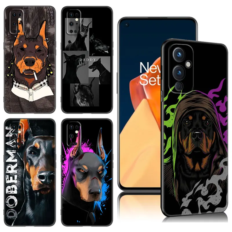 Animal Doberman Dog Phone Case For OnePlus 9 10 ACE 2V Pro 9RT 10T 10R 11R Nord CE 2 3 Lite N10 N20 N30 5G Black Silicone Cover