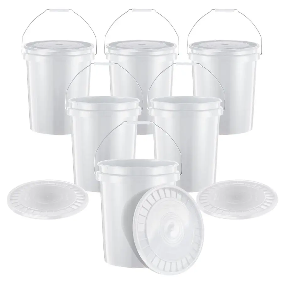

5Gallon HeavyDuty Buckets with SnapOn Lids, 6Pack BPAFree, FoodGrade Plastic, MultiPurpose Storage for Home, DIY, and Job Sites